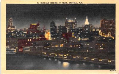 Buffalo Skyline at Night New York Postcard