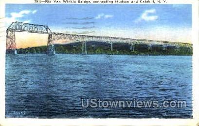 New York Hop-O-Nose Marina Bridge etc. Catskill Looking West NY --- Postcard 