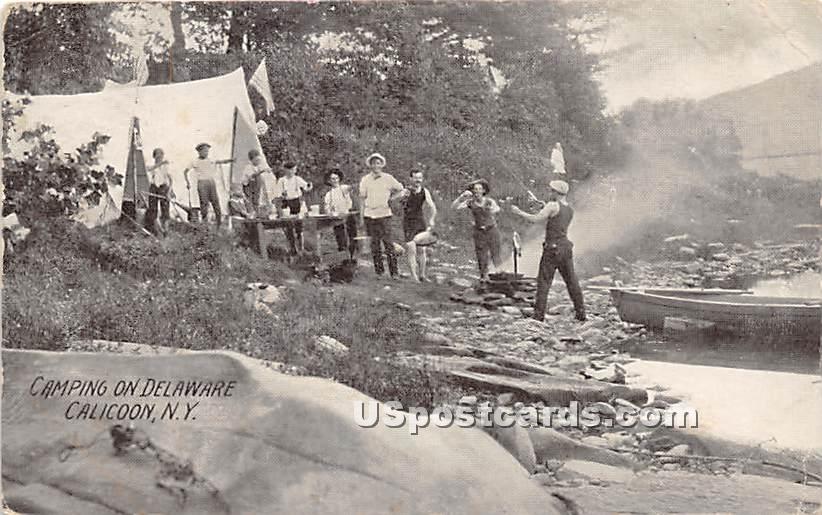 Camping on Delaware - Callicoon, New York NY Postcard