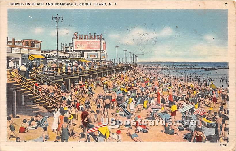 Beach & Boardwalk - Coney Island, New York NY Postcard