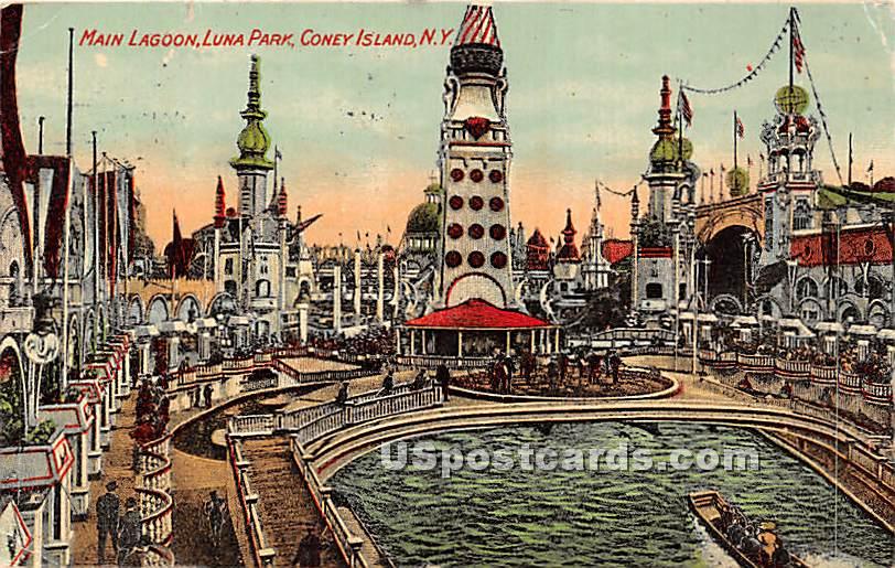 Main Lagoon, Luna Park - Coney Island, New York NY Postcard