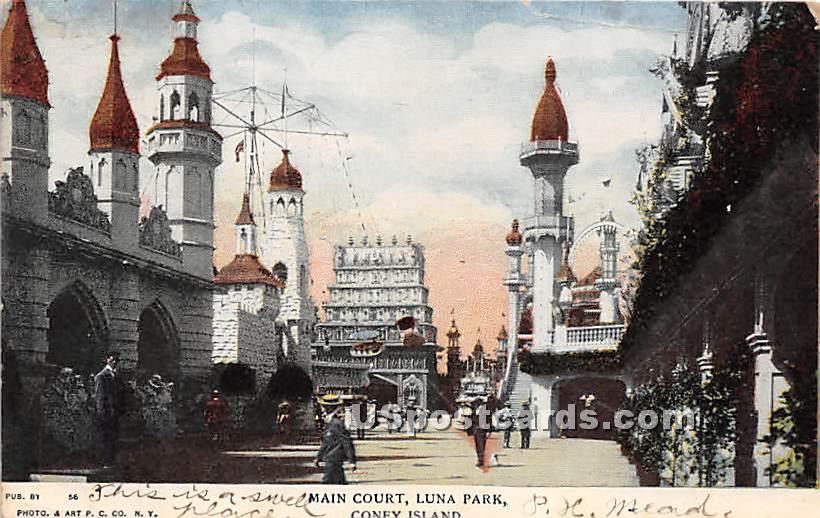 Main Court, Luna Park - Coney Island, New York NY Postcard