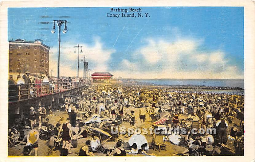 Bathing Beach - Coney Island, New York NY Postcard