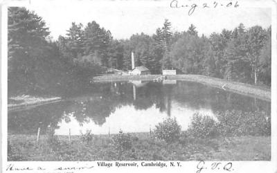 Village Reservoir Cambridge, New York Postcard