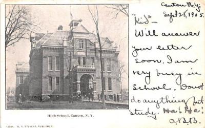 High School Building Canton, New York Postcard