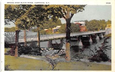 Bridge over Black River Carthage, New York Postcard