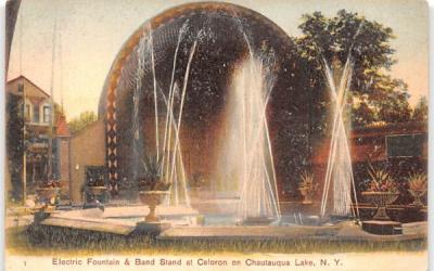 Electric Fountain & Band Stand Celoron, New York Postcard