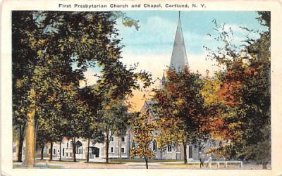 First Presbyterian Church & Chapel Cortland, New York Postcard
