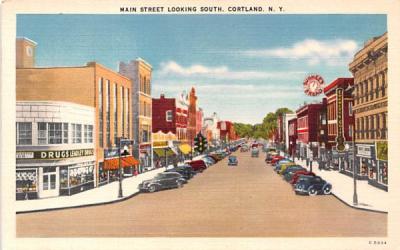 Main Street Cortland, New York Postcard