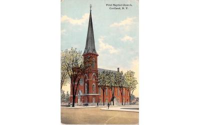 First Baptist Church Cortland, New York Postcard