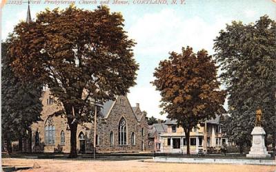First Presbyterian Church & Manse Cortland, New York Postcard
