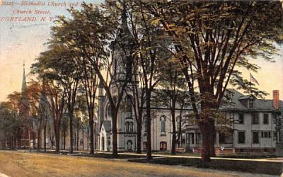 Methodist Church & Parsonage Cortland, New York Postcard