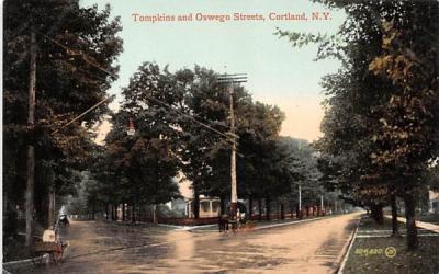 Tompkins & Oswego Streets Cortland, New York Postcard