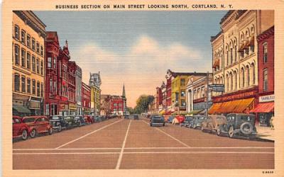 Business Section Cortland, New York Postcard