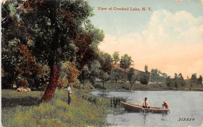 Boat on Shore Crooked Lake, New York Postcard
