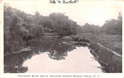Delaware River below Kingston Street Bridge Delhi, New York Postcard