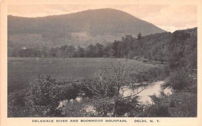 Delaware River & Boomhour Mountain Delhi, New York Postcard