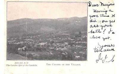 Center of the Village Delhi, New York Postcard