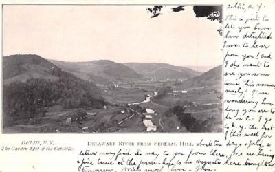 Delaware River from Federal Hill Delhi, New York Postcard