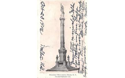 Soldiers' Monument Delhi, New York Postcard