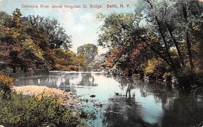 Delaware River above Kingston St Bridge Delhi, New York Postcard