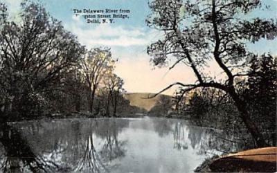 Delaware River from Kingston Street Bridge Delhi, New York Postcard