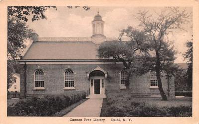 Cannon Free Library Delhi, New York Postcard