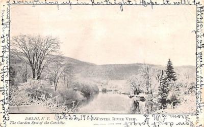 Winter River View Delhi, New York Postcard