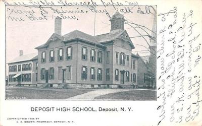 Deposit High School Building New York Postcard