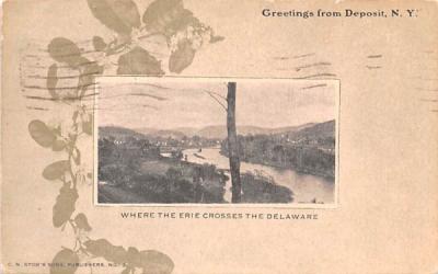 Erie Crosses the Delaware Deposit, New York Postcard