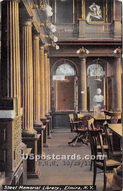 Steel Memorial Library - Elmira, New York NY Postcard