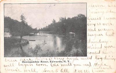 Oswegatchie River Edwards, New York Postcard