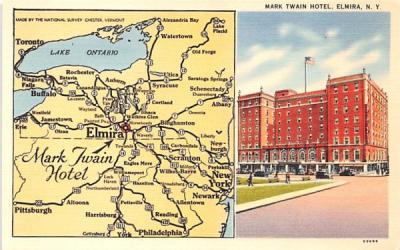 Mark Twain Hotel Elmira, New York Postcard