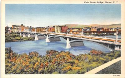 Main Street Bridge Elmira, New York Postcard