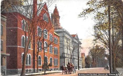 Armory & City Hall Elmira, New York Postcard