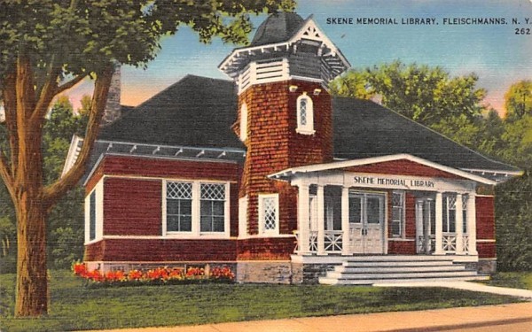 Skene Memorial Library Fleischmanns, New York Postcard