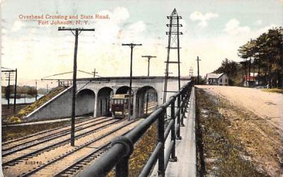 Overhead Crossing & State Road Fort Johnson, New York Postcard