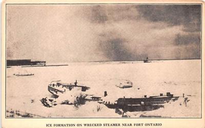 Ice Formation on Wrecked Steamer Fort Ontario, New York Postcard