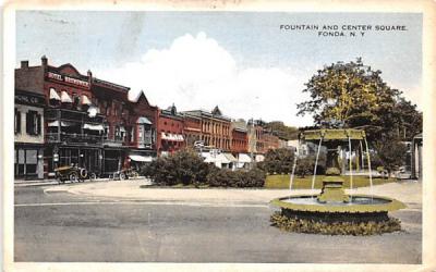 Fountain & Center Square Fonda, New York Postcard