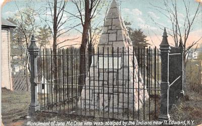Monument of Jane McCrae Fort Edward, New York Postcard