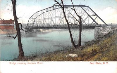 Bridge Crossing Mohawk River Fort Plain, New York Postcard