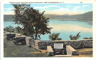Ethan Allen Gate & Lake Champlain Fort Ticonderoga, New York Postcard