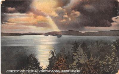 Sunset at Head Fourth Lake, New York Postcard