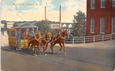 Horse Car Fulton, New York Postcard
