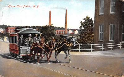 Horse Car Fulton, New York Postcard