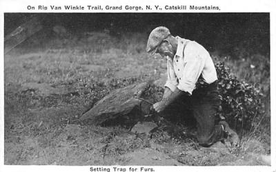 Setting Trap for Furs Grand Gorge, New York Postcard