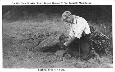 Setting Trap for Furs Grand Gorge, New York Postcard