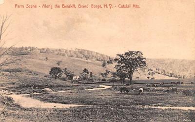 Farm Scene, Along the Bearkill Grand Gorge, New York Postcard