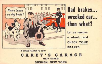 Carey's Garage Goshen, New York Postcard