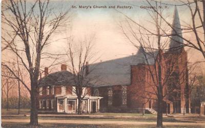 St Mary's Church & Rectory Geneseo, New York Postcard